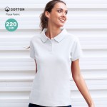 Polo blanco para mujer de 100% algodón con 2 botones a juego 220 g/m2 color blanco