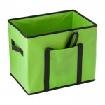 Organizador plegable con base de cartón con asas cortas y largas color verde claro segunda vista