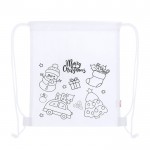 Mochila de cuerdas infantil edición navideña para colorear color blanco primera vista
