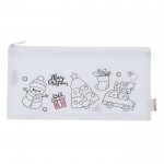 Estuche de non-woven RPET edición navideña para colorear color blanco primera vista