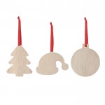 Adorno con diseño de gorro de Navidad hecho de madera y listón rojo segunda vista