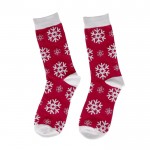Bola de navidad transparente con un par de calcetines navideños talla L/XL color rojo primera vista