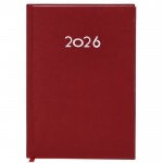 Agenda de tapa rígida de PU con vista diaria en inglés y español A5 color rojo