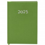 Agenda de tapa rígida de PU con vista diaria en inglés y español A5 color verde primera vista