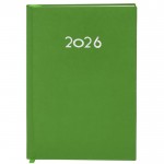 Agenda de tapa rígida de PU con vista diaria en inglés y español A5 color verde
