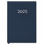 Agenda de tapa rígida de PU con vista diaria en inglés y español A5 color azul marino primera vista