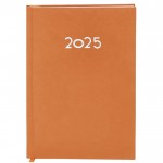 Agenda de tapa rígida de PU con vista diaria en inglés y español A5 color naranja primera vista