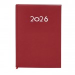 Agenda de tapa rígida de PU con vista diaria en inglés y español B5 color rojo primera vista