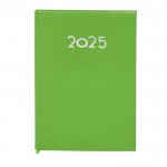 Agenda de tapa rígida de PU con vista diaria en inglés y español B5 color verde primera vista