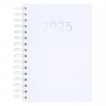 Agenda de anillas en el lateral con vista diaria en inglés y español A5 color blanco primera vista