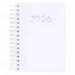 Agenda de anillas en el lateral con vista diaria en inglés y español A5 color blanco primera vista