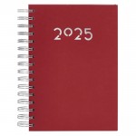 Agenda de anillas en el lateral con vista diaria en inglés y español A5 color rojo primera vista