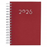 Agenda de anillas en el lateral con vista diaria en inglés y español A5 color rojo primera vista