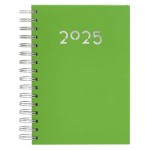 Agenda de anillas en el lateral con vista diaria en inglés y español A5 color verde primera vista