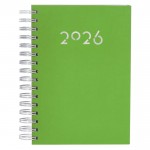 Agenda de anillas en el lateral con vista diaria en inglés y español A5 color verde primera vista 8