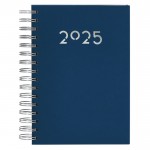 Agenda de anillas en el lateral con vista diaria en inglés y español A5 color azul marino primera vista