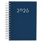 Agenda de anillas en el lateral con vista diaria en inglés y español A5 color azul marino primera vista