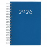Agenda de anillas en el lateral con vista diaria en inglés y español A5 color azul primera vista