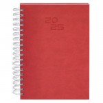 Agenda de anillas en el lateral con vista diaria en inglés y español B5 color rojo primera vista