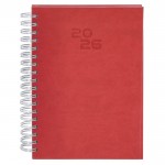 Agenda de anillas en el lateral con vista diaria en inglés y español B5 color rojo primera vista