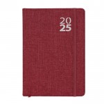 Agenda de RPET con banda a juego vista diaria en inglés y español A5 color rojo primera vista