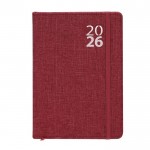 Agenda de RPET con banda a juego vista diaria en inglés y español A5 color rojo primera vista