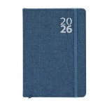 Agenda de RPET con banda a juego vista diaria en inglés y español A5 color azul marino primera vista