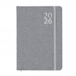 Agenda de RPET con banda a juego vista diaria en inglés y español A5 color gris primera vista