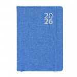 Agenda de RPET con banda a juego vista diaria en inglés y español A5 color azul primera vista