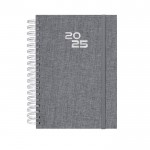 Agenda de anillas de RPET con vista diaria en inglés y español B5 color gris primera vista