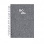 Agenda de anillas de RPET con vista diaria en inglés y español B5 color gris primera vista