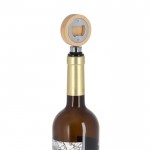 Tapón para botellas de madera en forma de circulo con abridor incluido sexta vista
