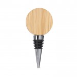 Tapón para botellas de madera en forma de circulo con abridor incluido primera vista