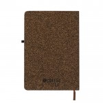 Libreta hecha de fibra de café y corcho de hojas a rayas A5 tercera vista