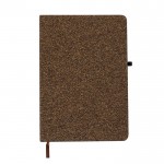 Libreta hecha de fibra de café y corcho de hojas a rayas A5 color marrón primera vista