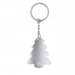 Llavero navideño de aluminio reciclado en forma de árbol color plateado primera vista
