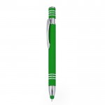 Bolígrafo de aluminio de mecanismo pulsador con puntero color verde primera vista