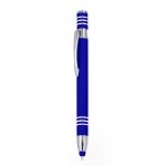 Bolígrafo de aluminio de mecanismo pulsador con puntero color azul primera vista