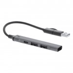 Hub USB de aluminio reciclado con 3 puertos USB 2.0 y Tipo C