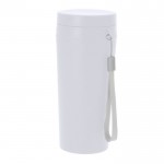 Vaso térmico de transporte con tapón de rosca y asa de tela 320ml color blanco primera vista