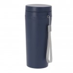 Vaso térmico de transporte con tapón de rosca y asa de tela 320ml color azul marino primera vista