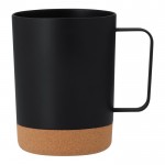 Taza de PP con detalle de corcho en la base y asa cuadrada 400ml color negro primera vista