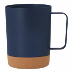 Taza de PP con detalle de corcho en la base y asa cuadrada 400ml color azul marino primera vista
