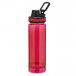 Botella translucida mate de RPET con tapa y asa negra 700ml color rojo primera vista