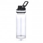Botella translucida mate de RPET con tapa y asa negra 700ml color transparente primera vista