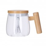 Taza mezcladora de borosilicato con tapadera con agitador eléctrico color natural primera vista