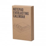 Soporte de móvil con calendario perpetuo en cubos y notas adhesivas vista con caja