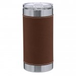 Vaso térmico de acero inoxidable con banda de PU a color 530ml color marrón primera vista