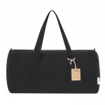 Bolsa de viaje de canvas 100% reciclado con fuertes asas de transporte color negro primera vista