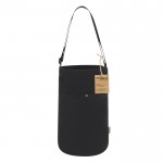 Bandolera en forma cilíndrica de canvas reciclado con gran capacidad color negro primera vista